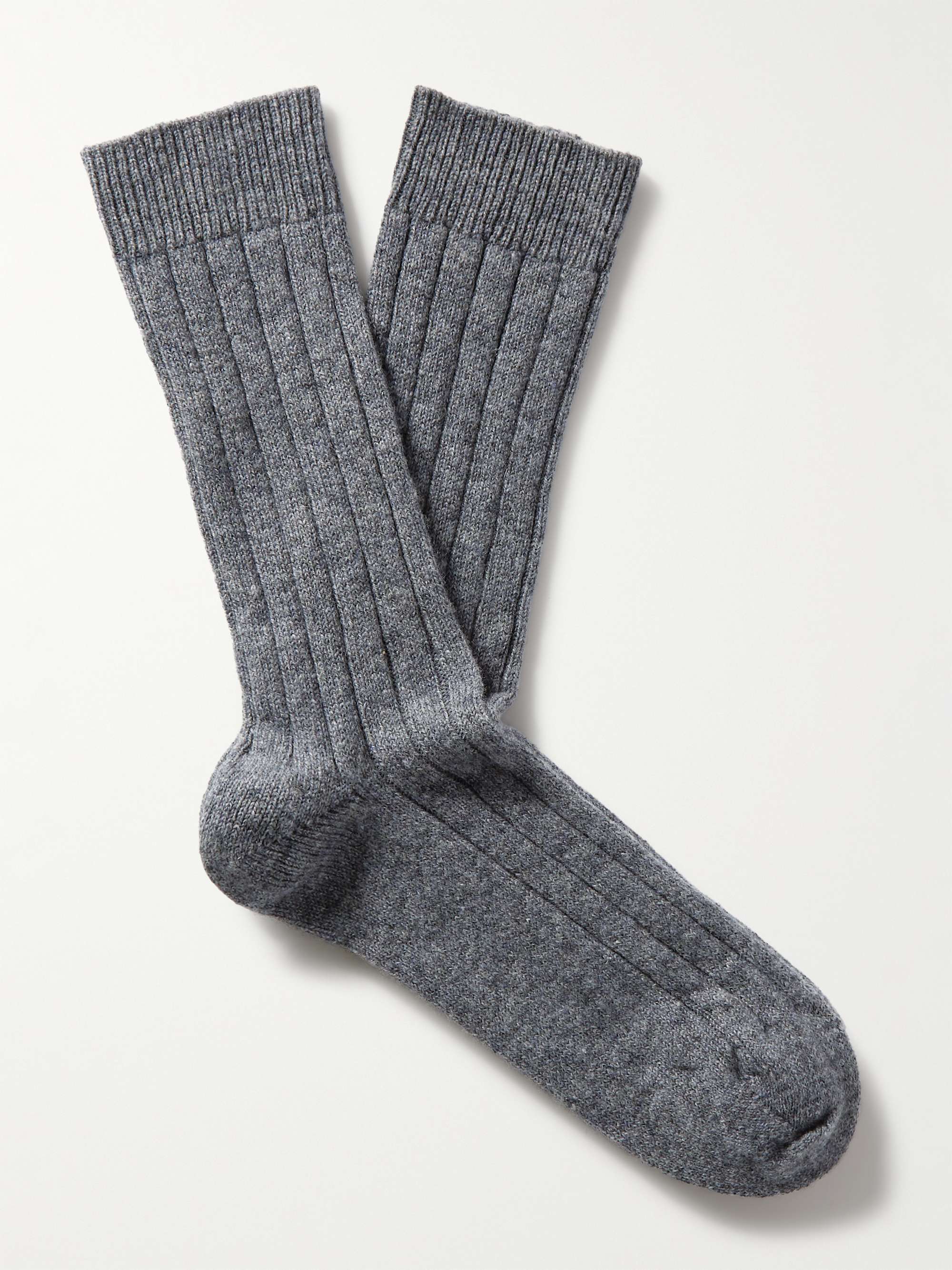 WILLIAM LOCKIE Ribbed Cashmere-Blend Socks for Men | MR PORTER