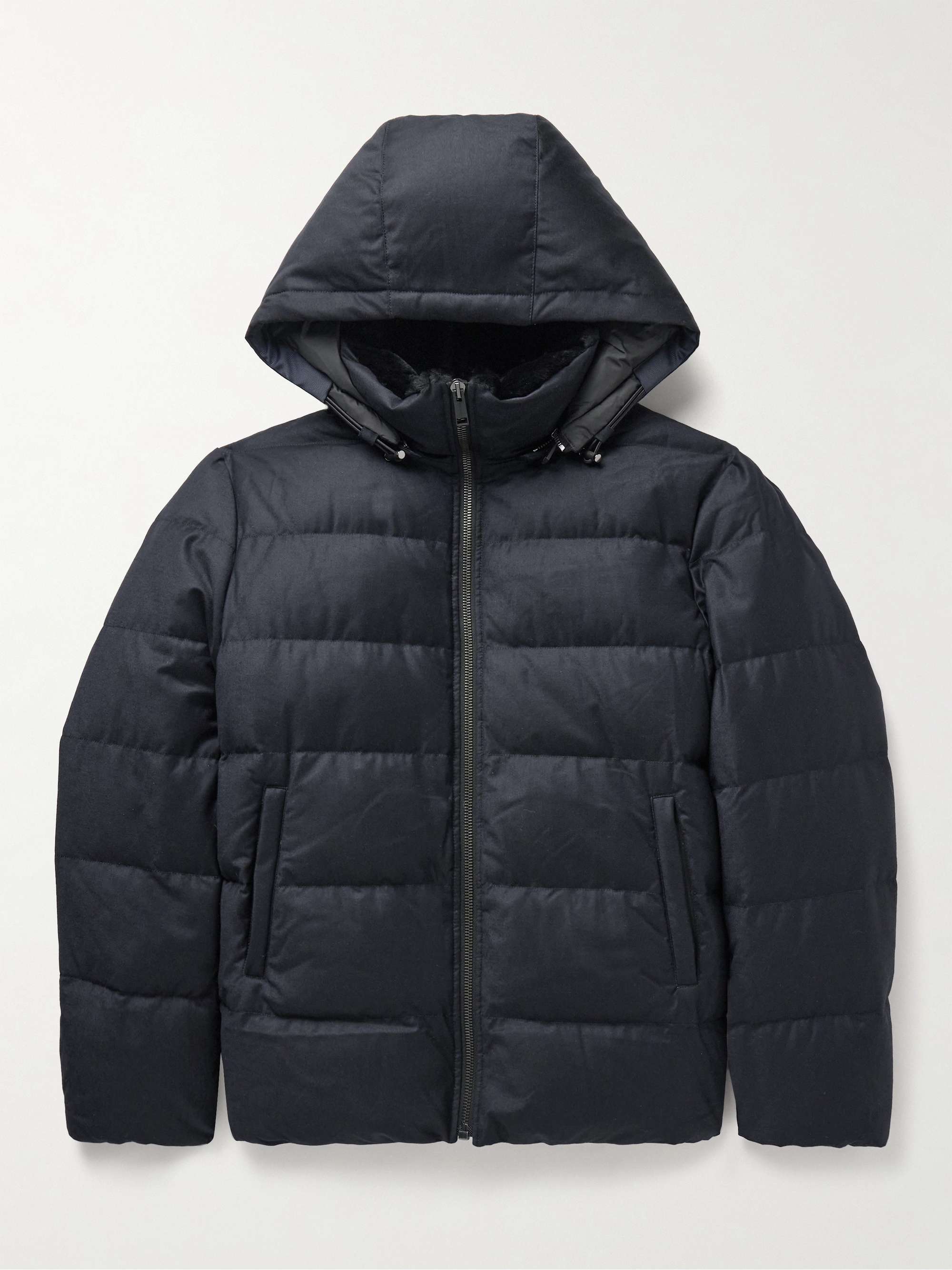 YVES SALOMON Shearling-Trimmed Quilted Virgin Wool and Silk-Blend Hooded  Down Coat for Men | MR PORTER