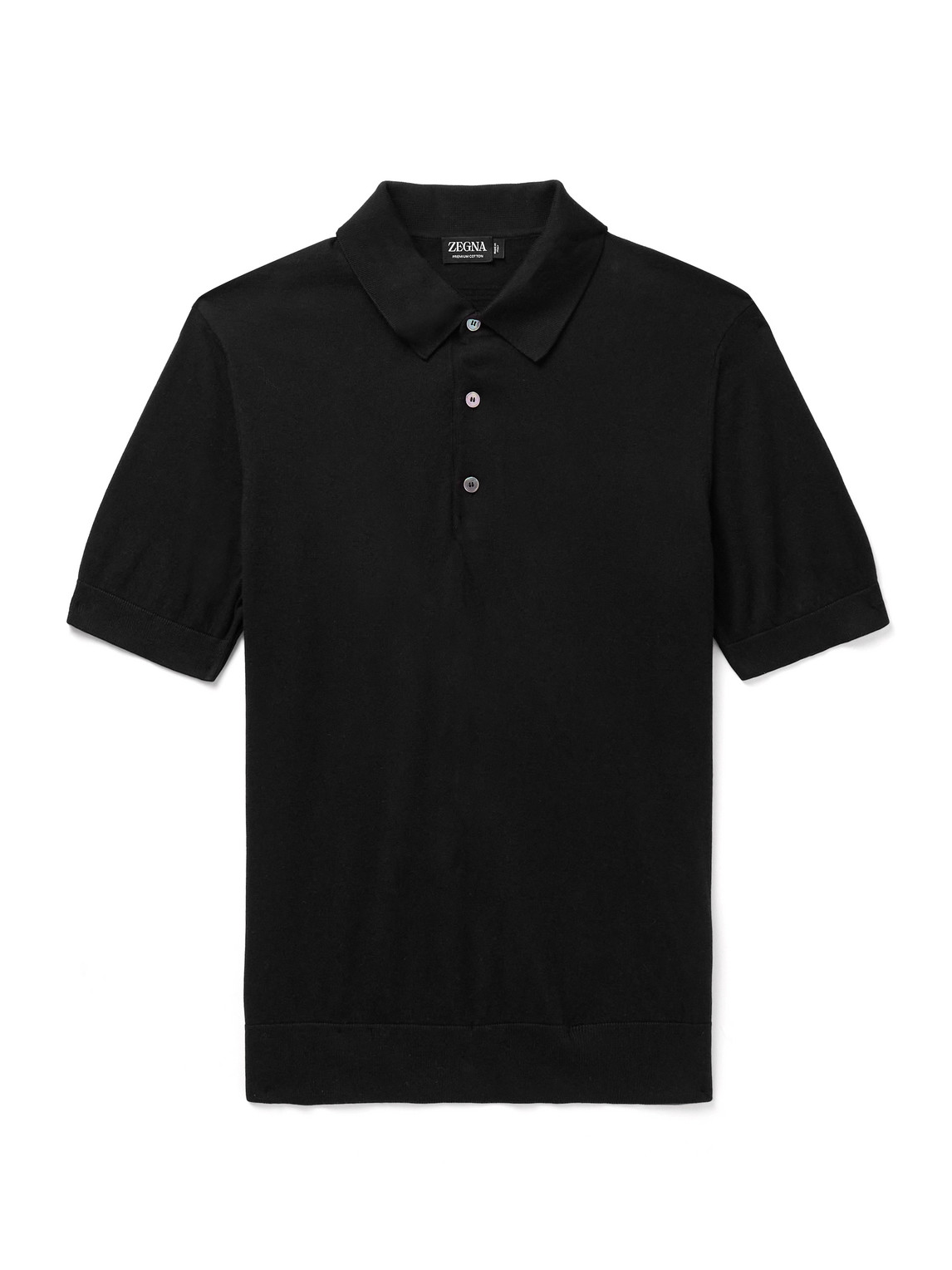 Shop Zegna Slim-fit Cotton Polo Shirt In Black