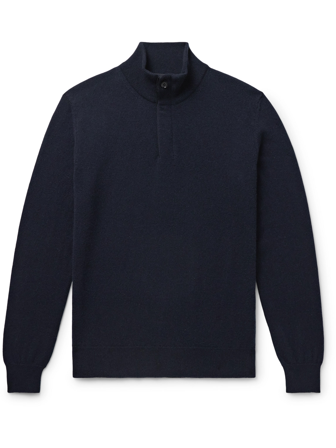 Shop Zegna Oasi Nubuck-trimmed Cashmere Half-zip Sweater In Blue