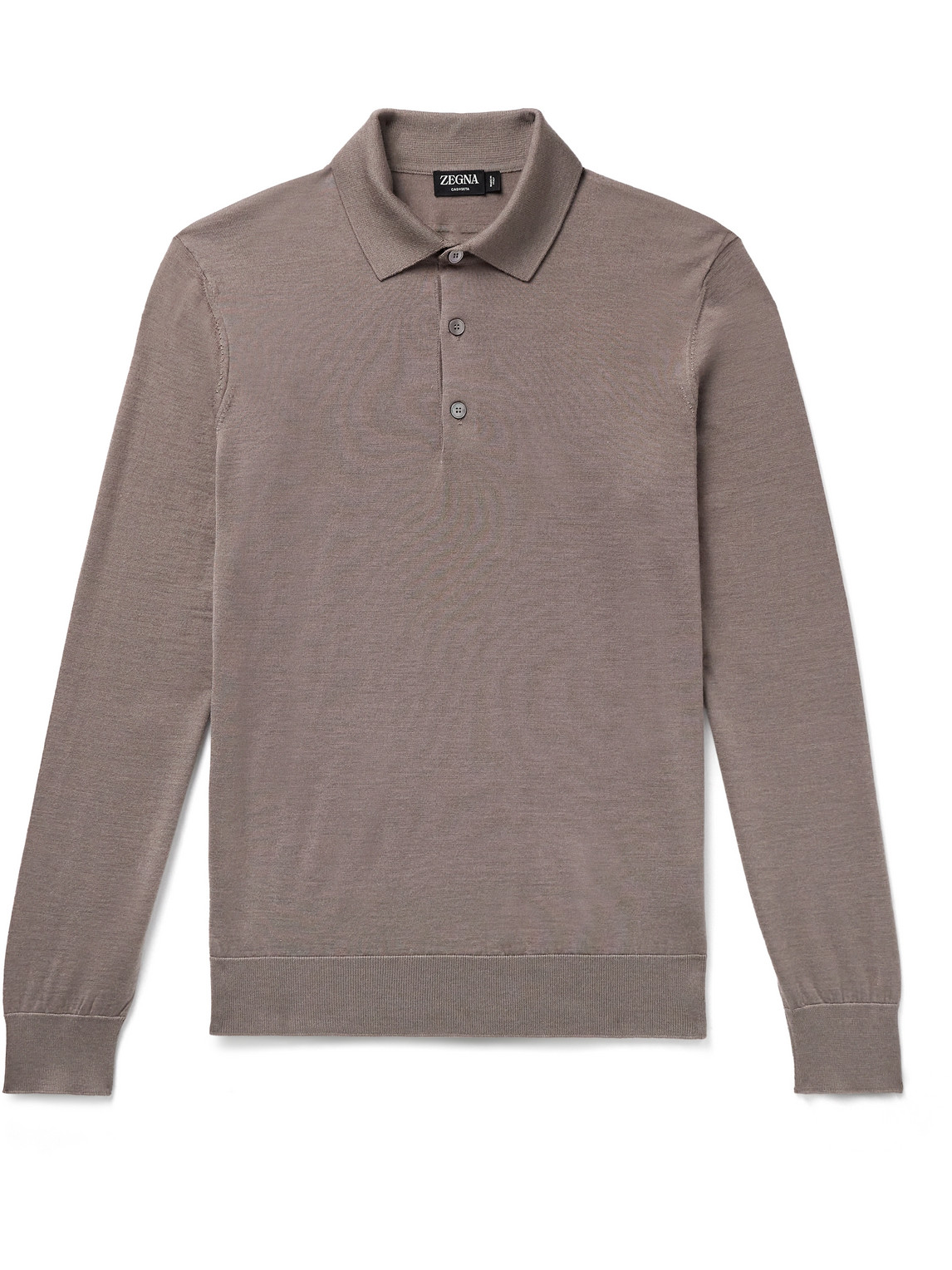 Zegna Cashmere And Silk-blend Polo Shirt In Brown