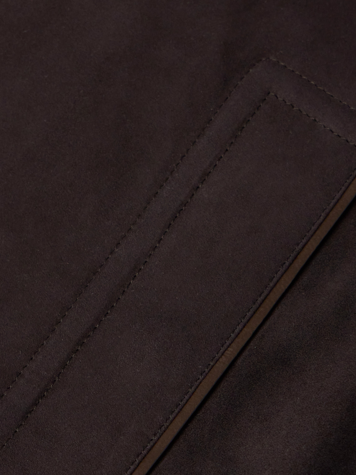 Shop Zegna Leather-trimmed Suede Bomber Jacket In Brown