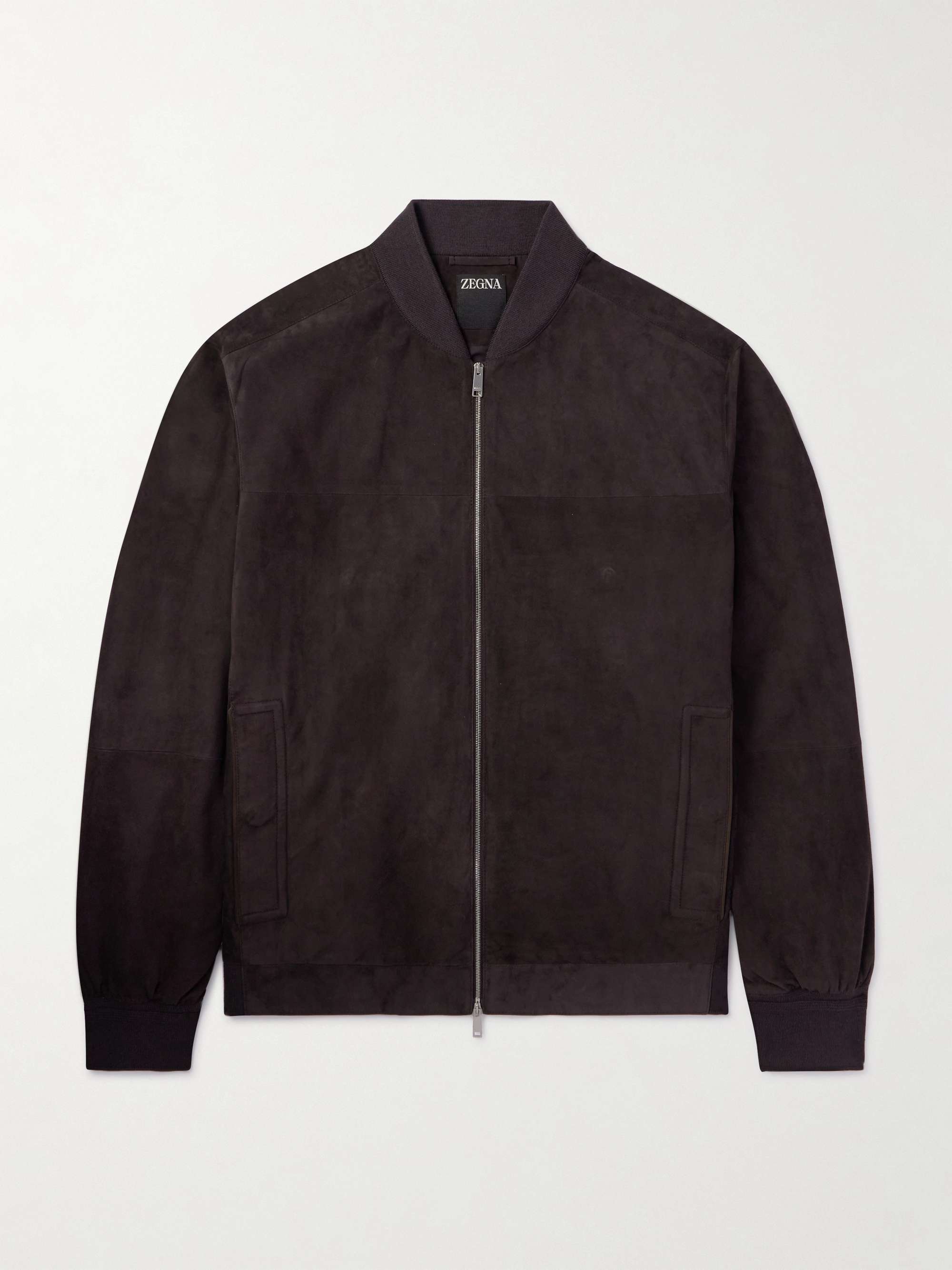 ZEGNA Leather-Trimmed Suede Bomber Jacket for Men | MR PORTER