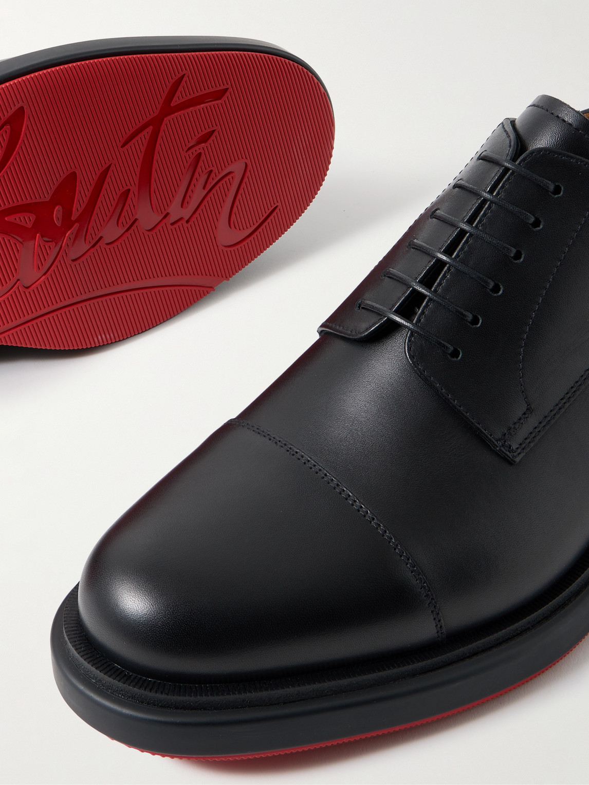 Shop Christian Louboutin Urbino Leather Derby Shoes In Black