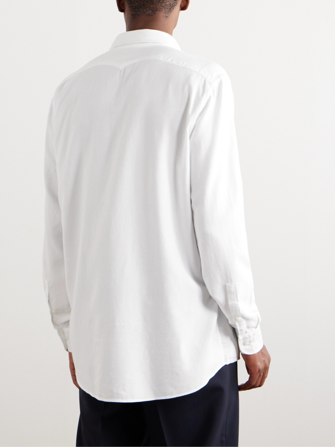 Shop Massimo Alba Boston Button-down Collar Twill Shirt In White