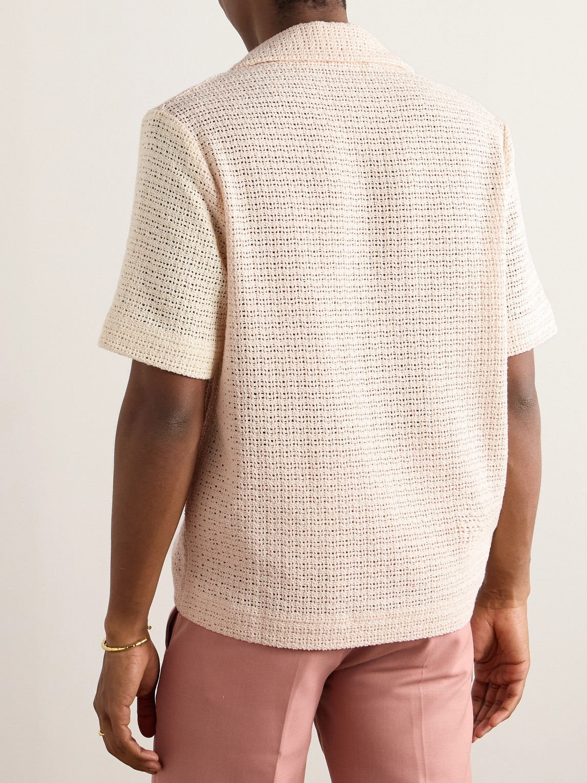 Shop Séfr Mate Open-knit Cotton Polo Shirt In Neutrals