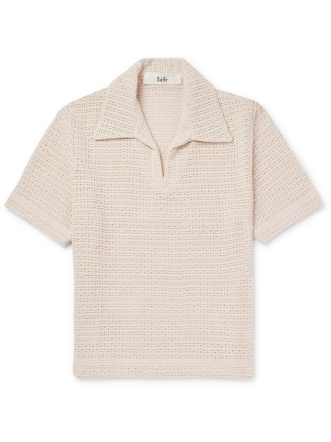 Séfr Mate Open-knit Cotton Polo Shirt In Neutrals