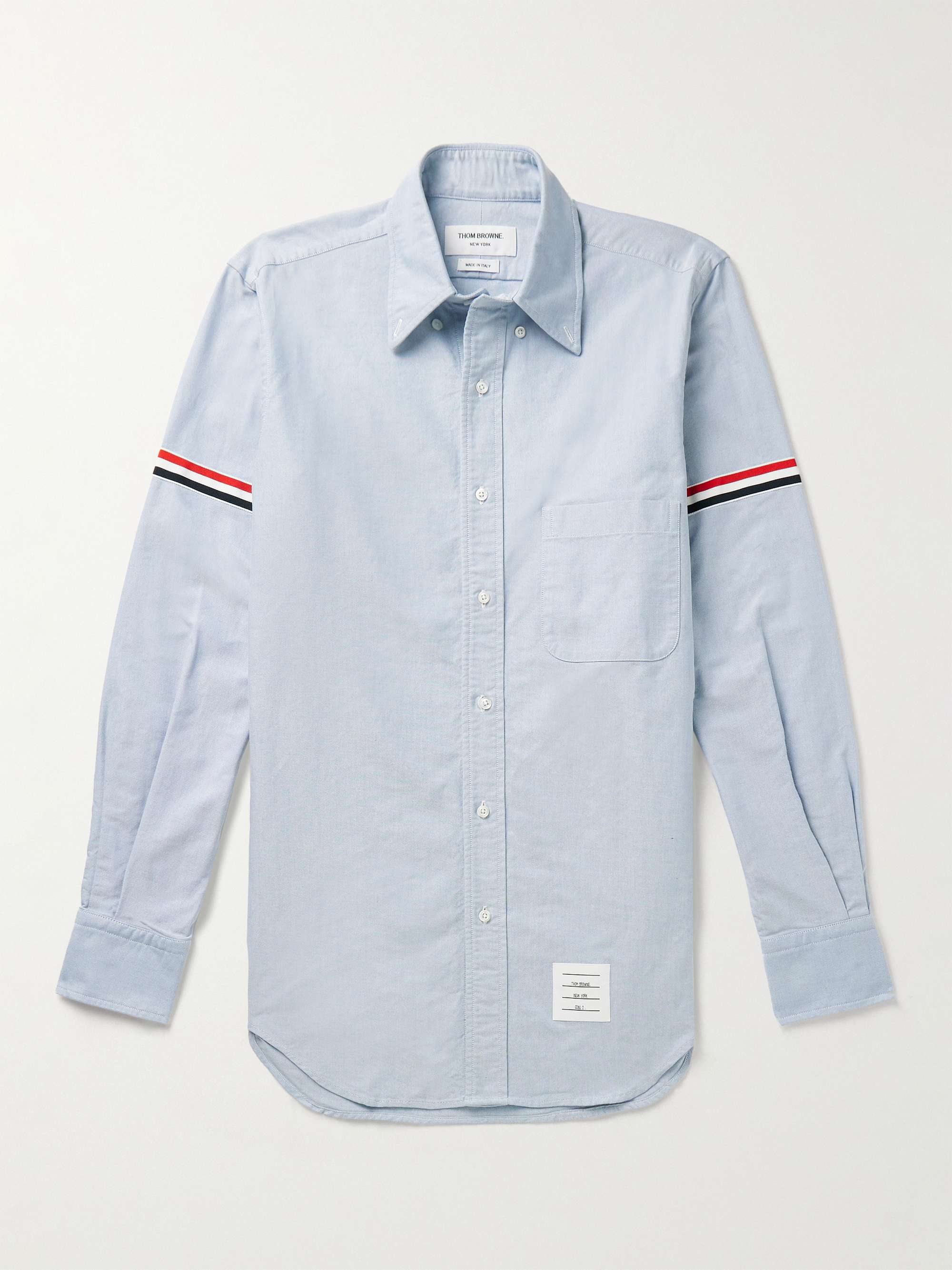 THOM BROWNE Button-Down Collar Grosgrain-Trimmed Cotton Oxford Shirt for Men  | MR PORTER