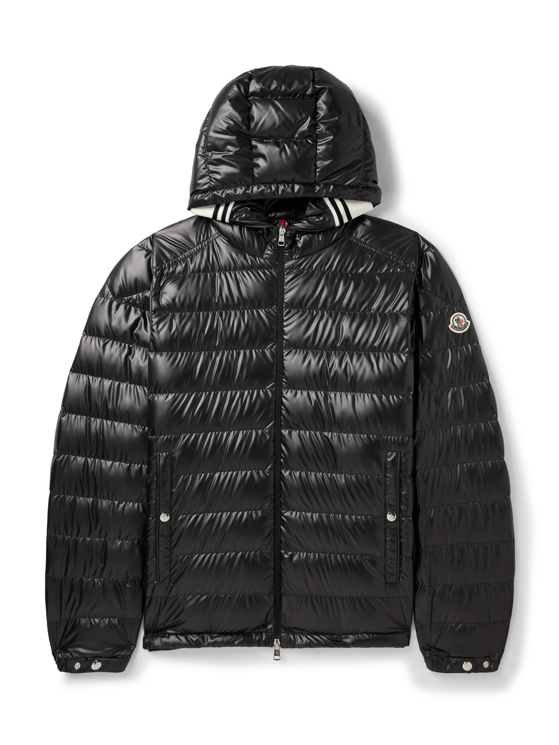 Moncler Logo-appliquéd Quilted Shell Hooded Down Jacket In Black