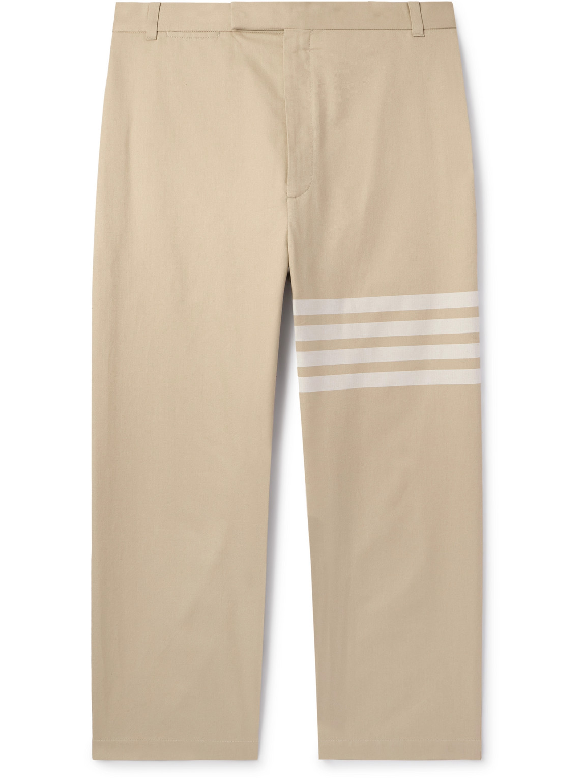 Straight-Leg Cropped Striped Cotton-Twill Trousers