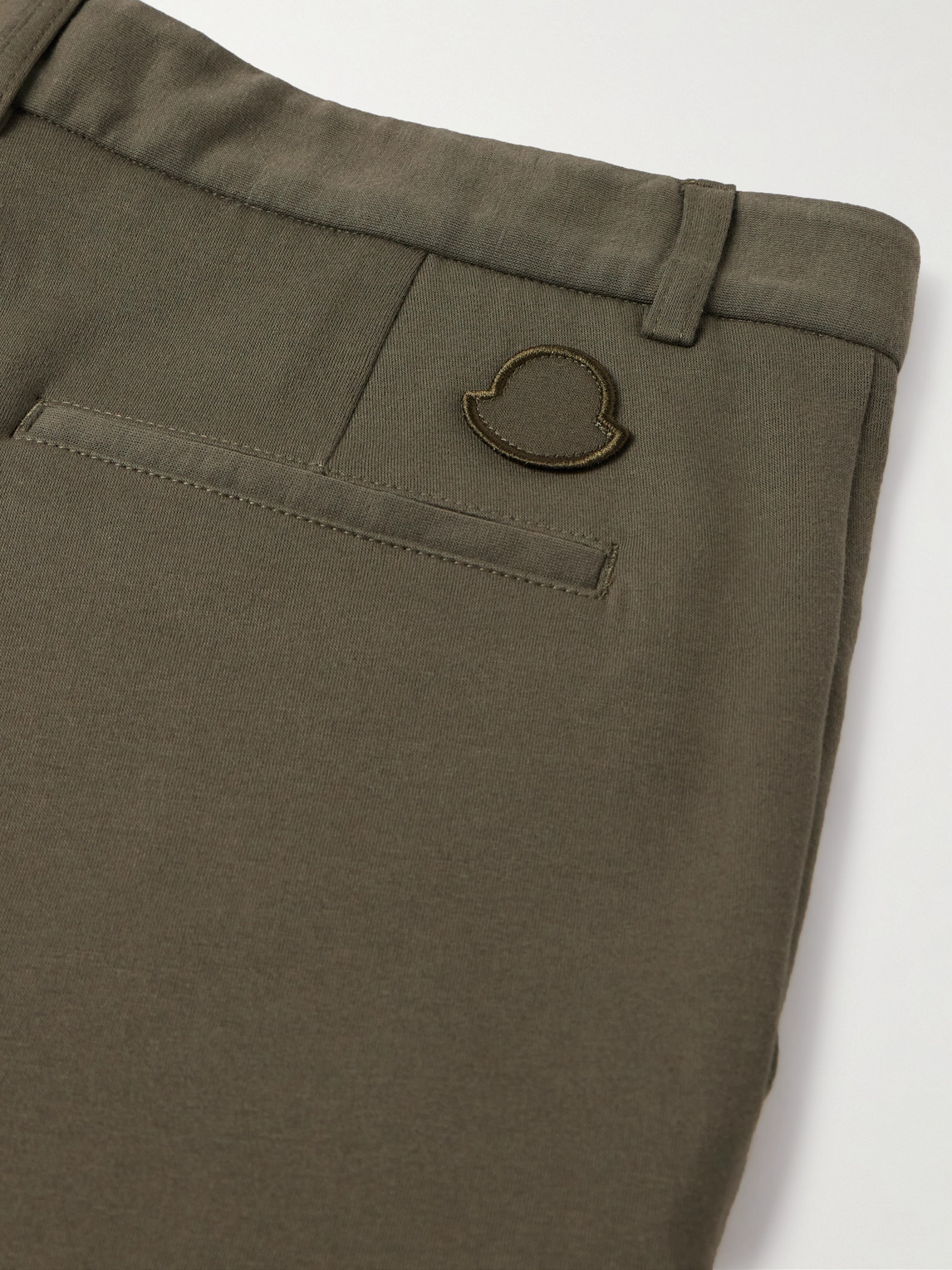 Shop Moncler Straight-leg Cotton-jersey Cargo Trousers In Brown