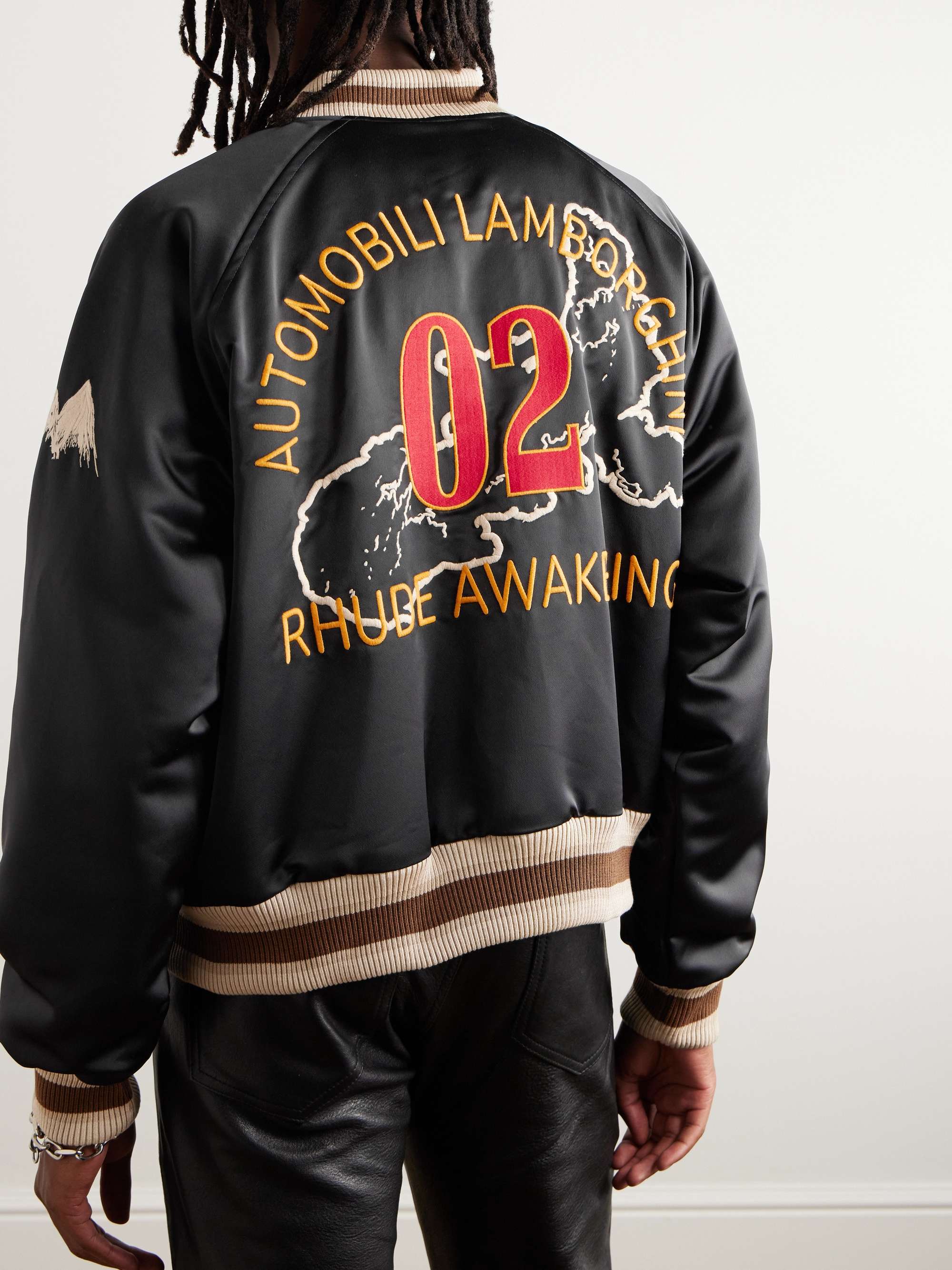 RHUDE + Lamborghini Awakening Logo-Embroidered Shell Bomber Jacket for ...