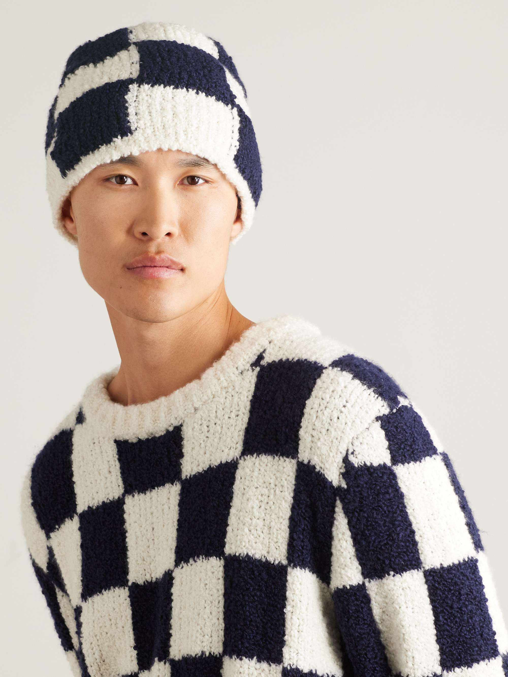 THE ELDER STATESMAN Checked Cashmere and Silk-Blend Bouclé Beanie for ...
