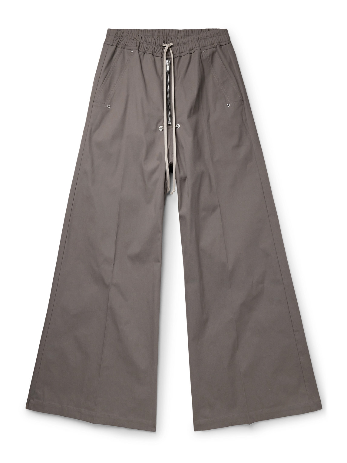 Rick Owens Bea Wide-leg Organic Cotton-blend Poplin Drawstring Trousers In Brown