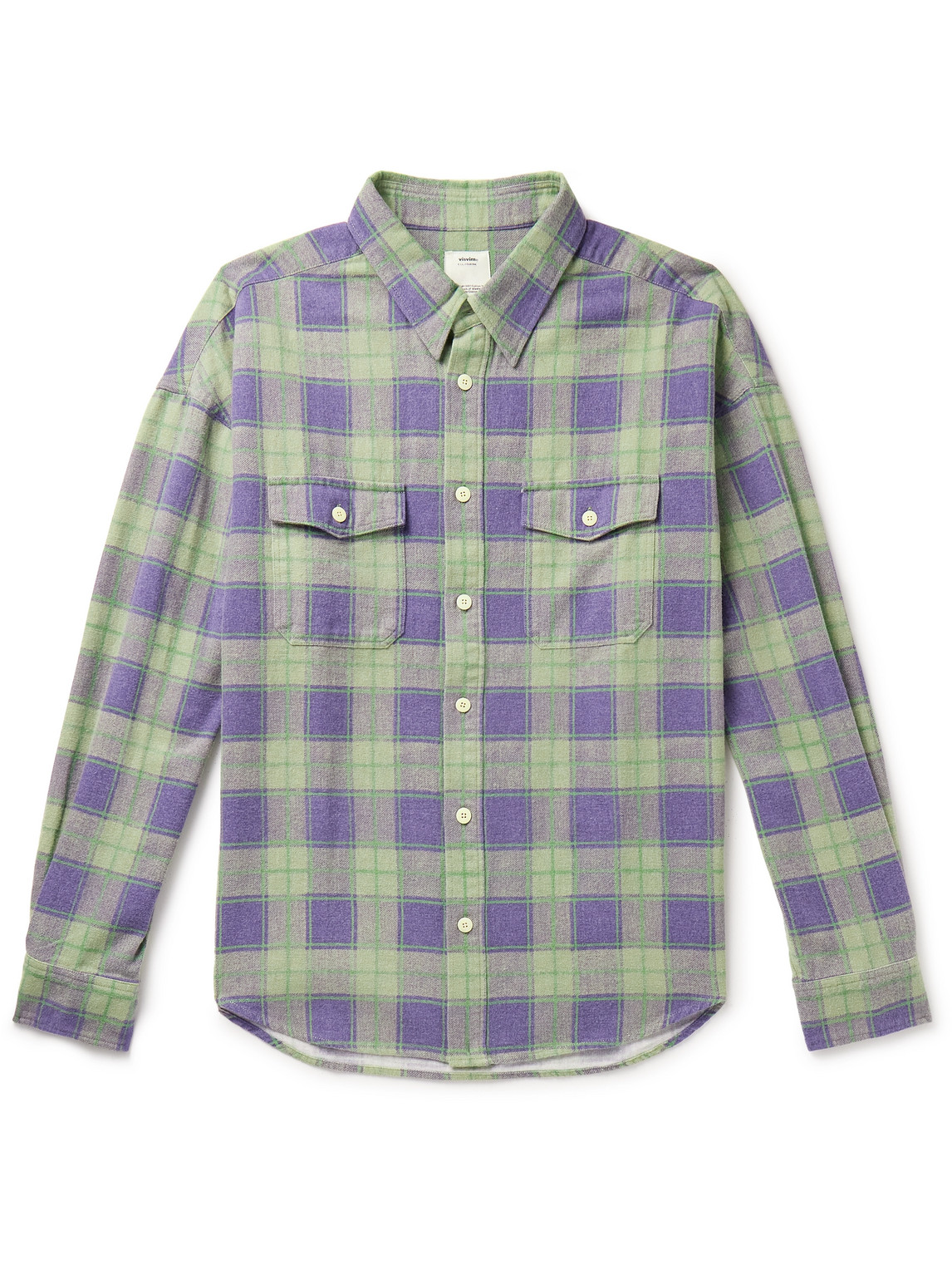 Shop Visvim Pioneer Checked Brushed Cotton-flannel Shirt In Green