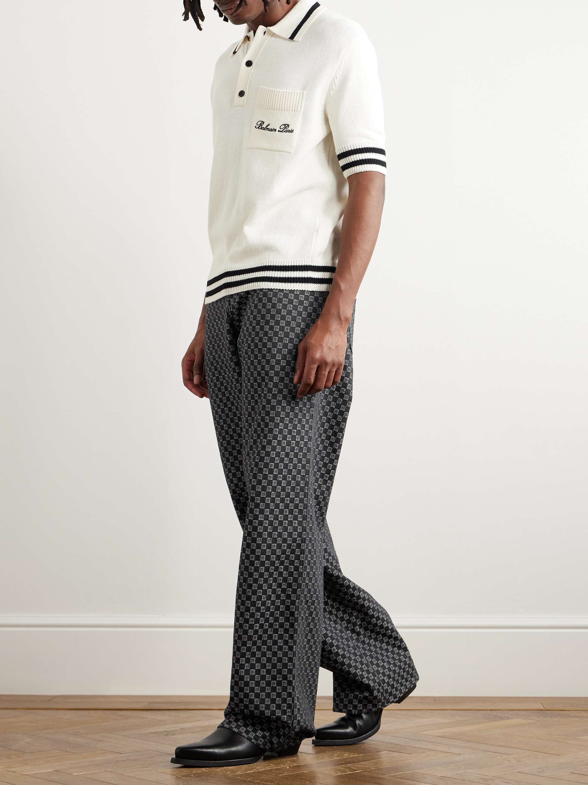 BALMAIN Straight-Leg Logo-Jacquard Jeans for Men | MR PORTER