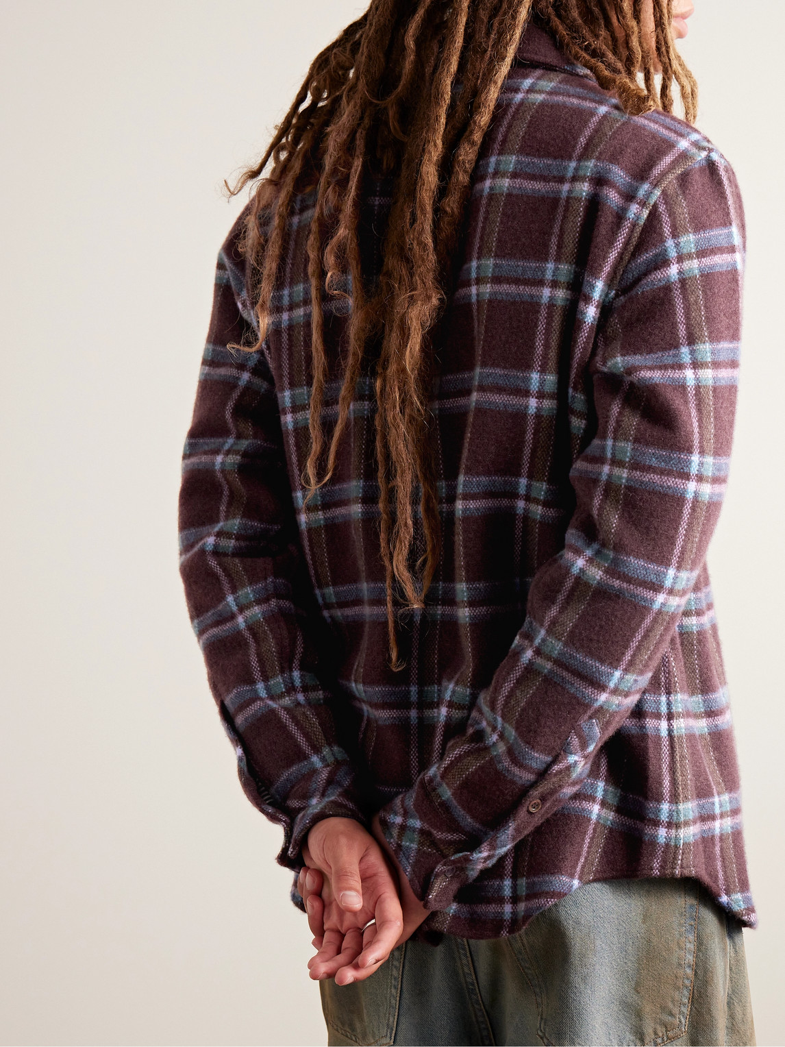Shop God's True Cashmere Checked Cashmere Overshirt In Brown