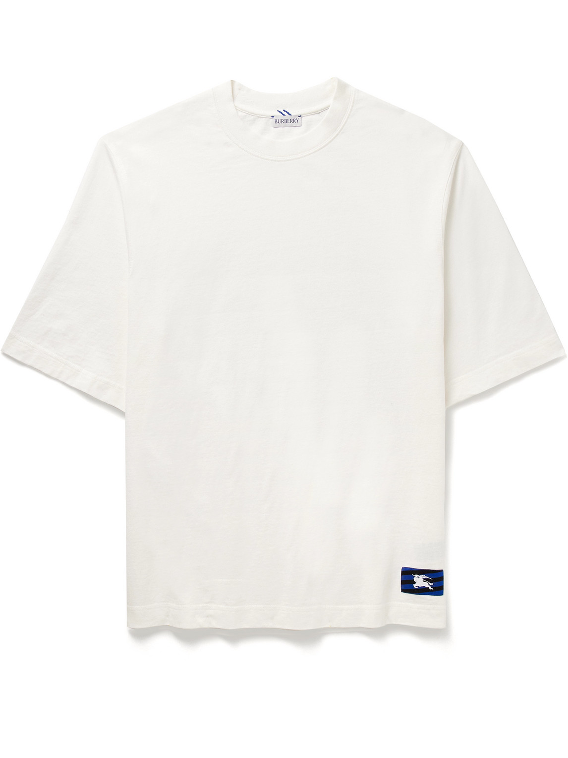 Shop Burberry Logo-appliquéd Cotton-jersey T-shirt In Neutrals