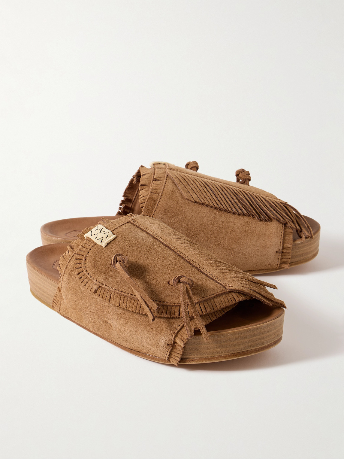 Shop Visvim Christo Shaman-folk Fringed Suede Sandals In Brown