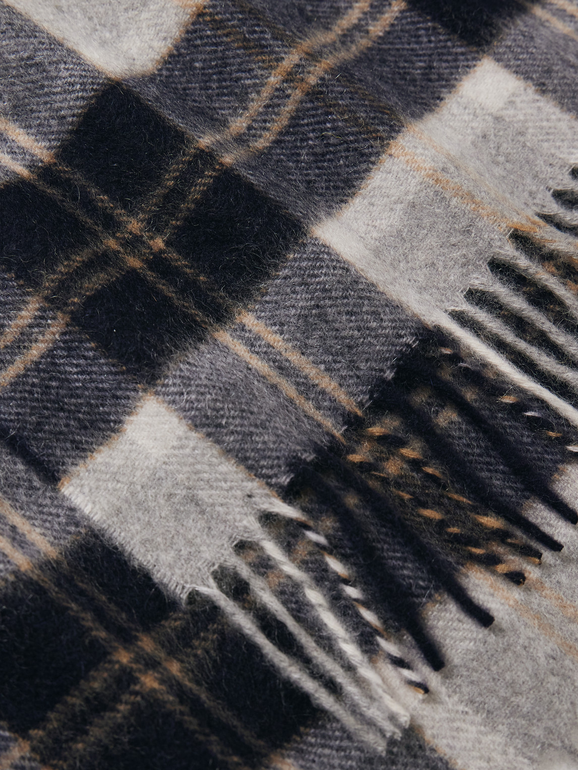 Shop Purdey Fringed Checked Cashmere Scarf In Blue