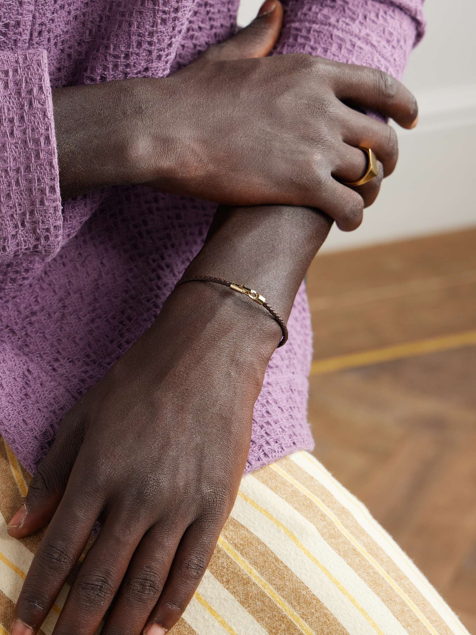 MIANSAI Cruz Gold-Tone and Leather Bracelet for Men | MR PORTER