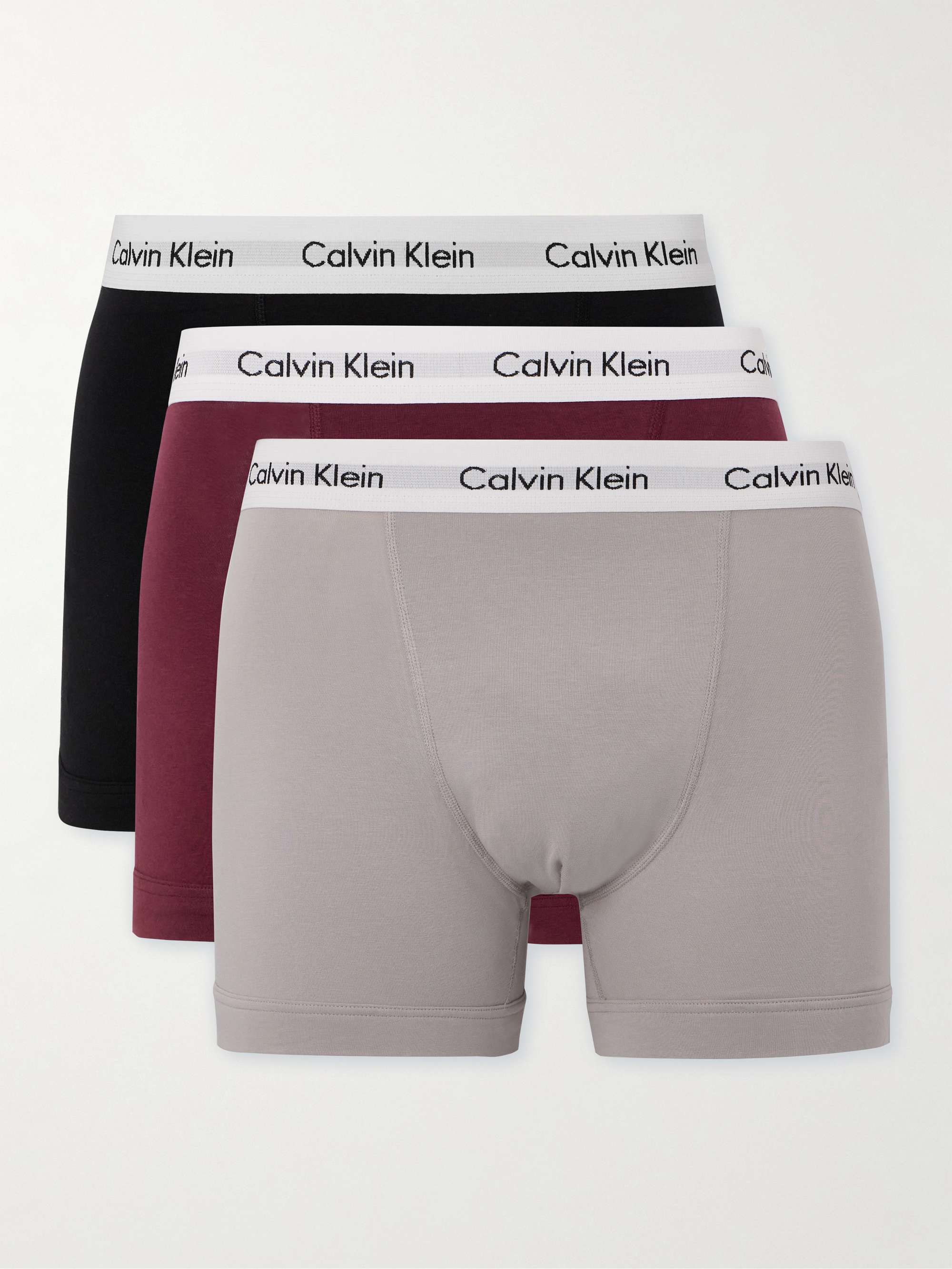 CALVIN KLEIN UNDERWEAR Three-Pack Stretch-Cotton Boxer Briefs for