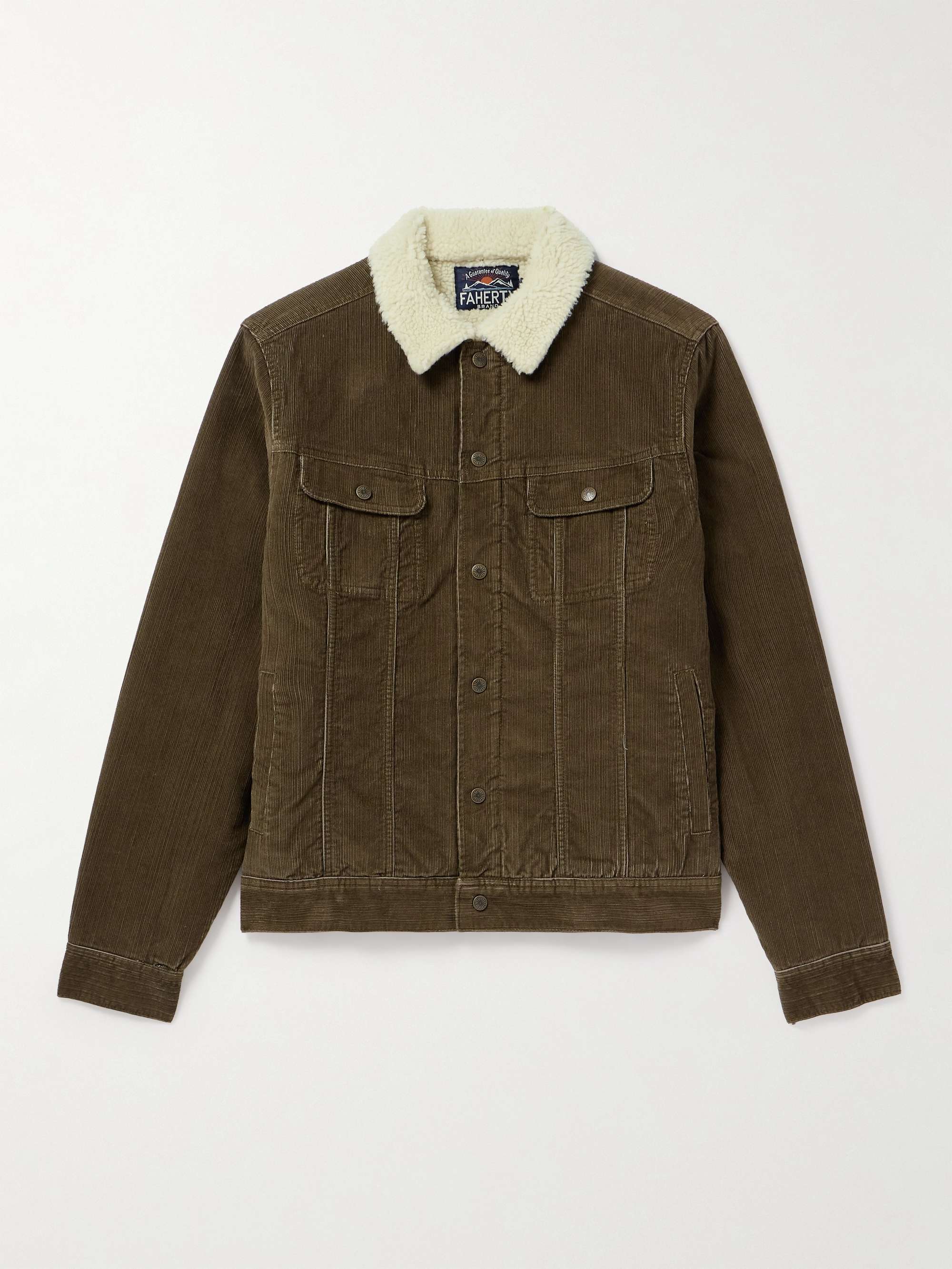 FAHERTY Fleece-Lined Stretch Organic Cotton-Corduroy Trucker Jacket for Men  | MR PORTER