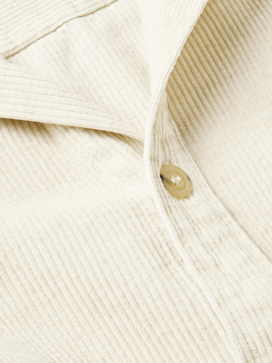 Shop Apc Logo-embroidered Cotton And Linen-blend Corduroy Overshirt In Neutrals