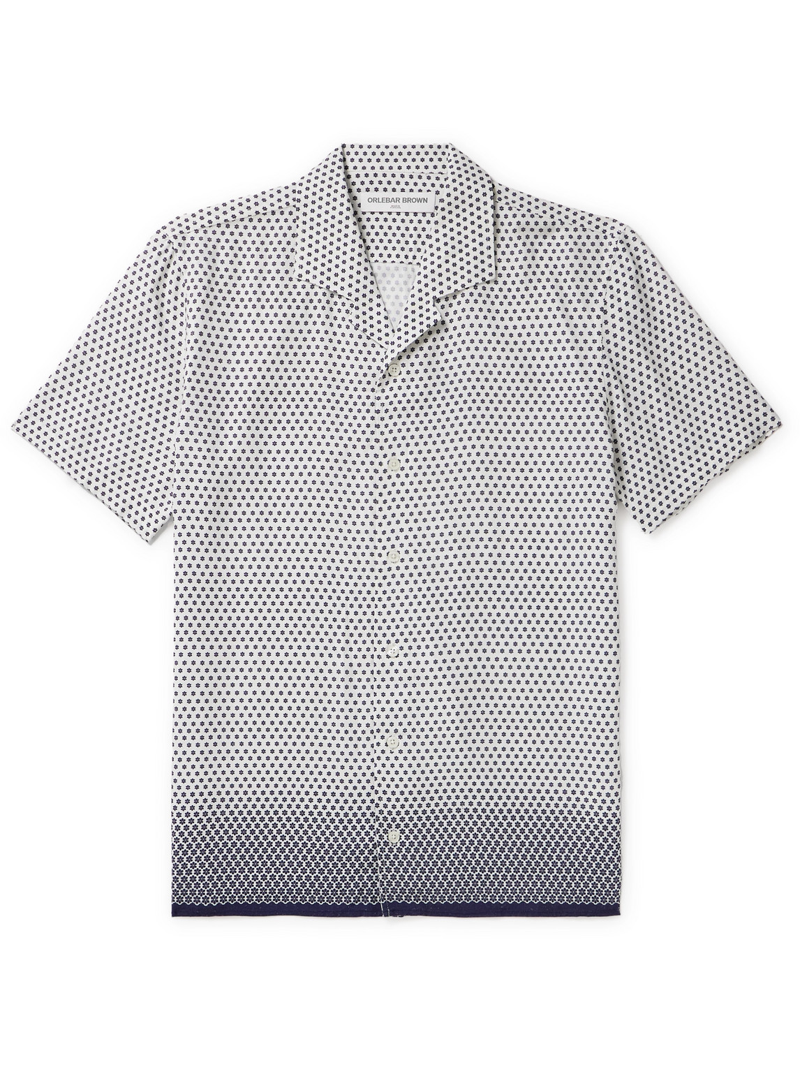 Orlebar Brown Hibbert Camp-collar Printed Voile Shirt In Gray