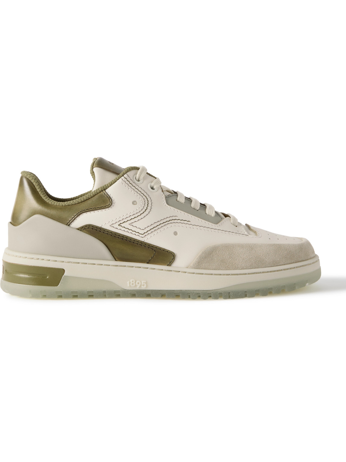 Berluti Playoff Suede-trimmed Leather Sneakers In Neutrals