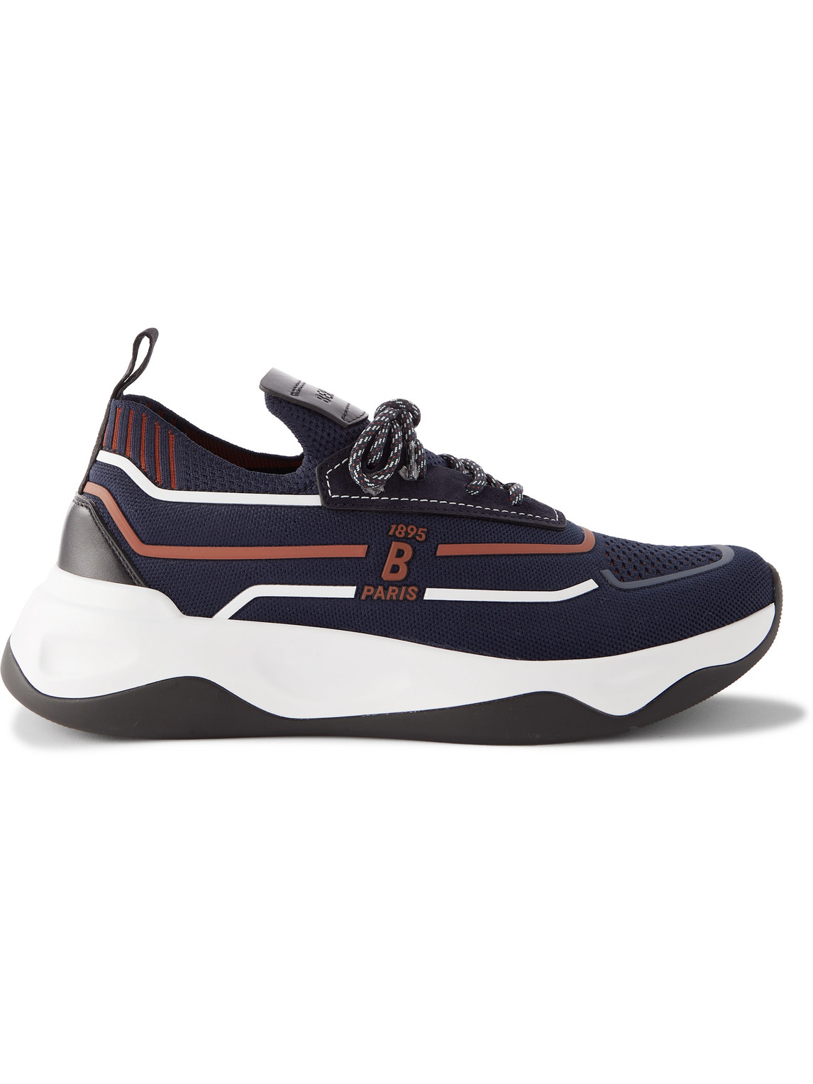 Berluti Shadow Suede, Leather And Rubber-trimmed Stretch-knit Sneakers In Blue