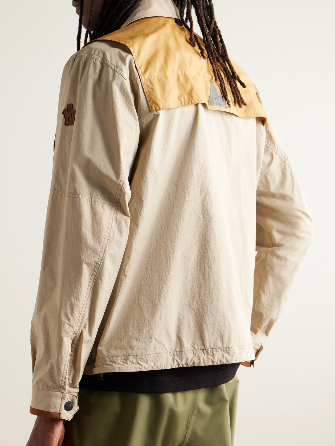Shop Moncler Combal Logo-appliquéd Alcantara®-trimmed Layered Ripstop Jacket In Neutrals