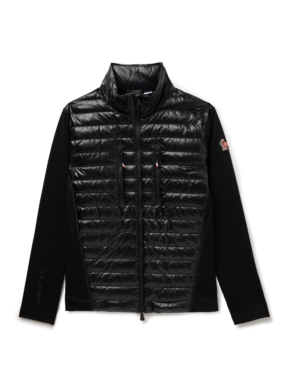 Moncler Panelled Jersey And Quilted Ripstop Down Jacket In Black