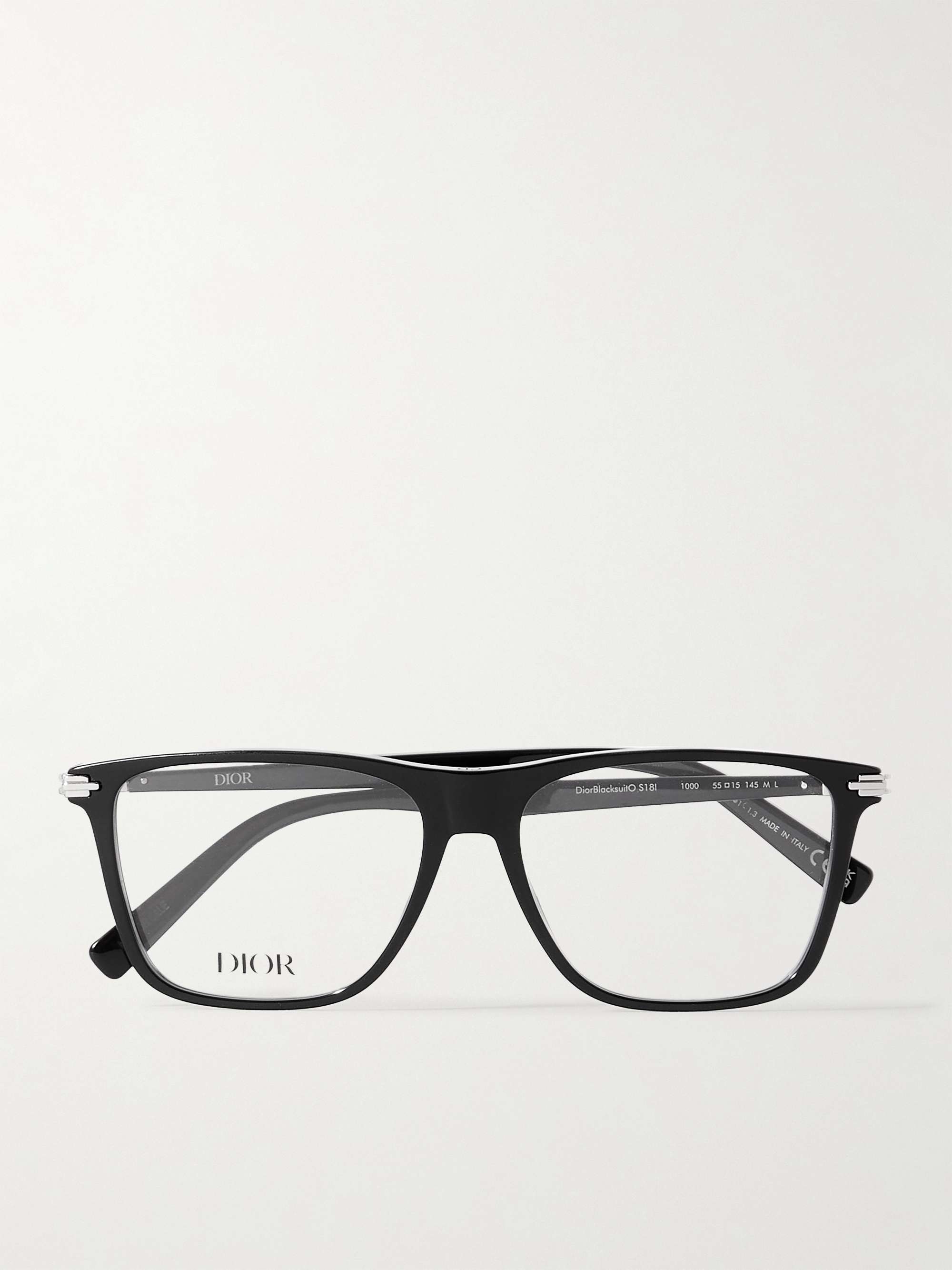DIOR EYEWEAR Blacksuit S18I Acetate and Silver-Tone Square-Frame Optical  Glasses for Men | MR PORTER
