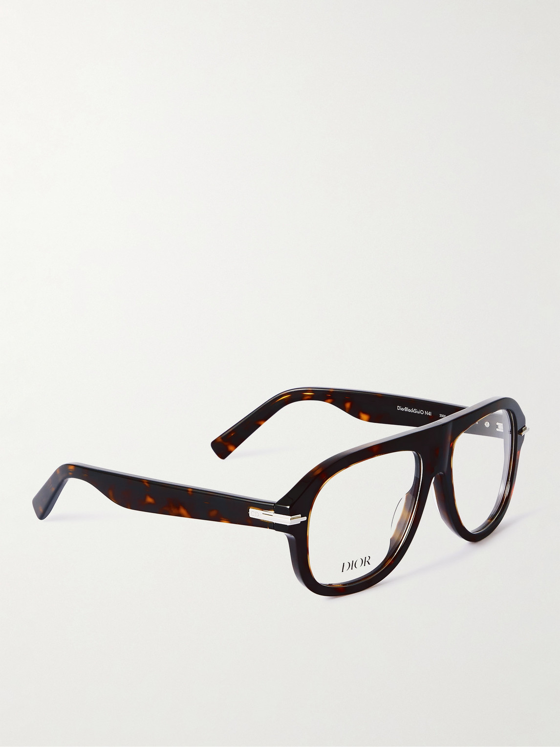 Shop Dior Blacksuit Tortoiseshell Acetate And Silver-tone Aviator-style Optical Glasses In Brown