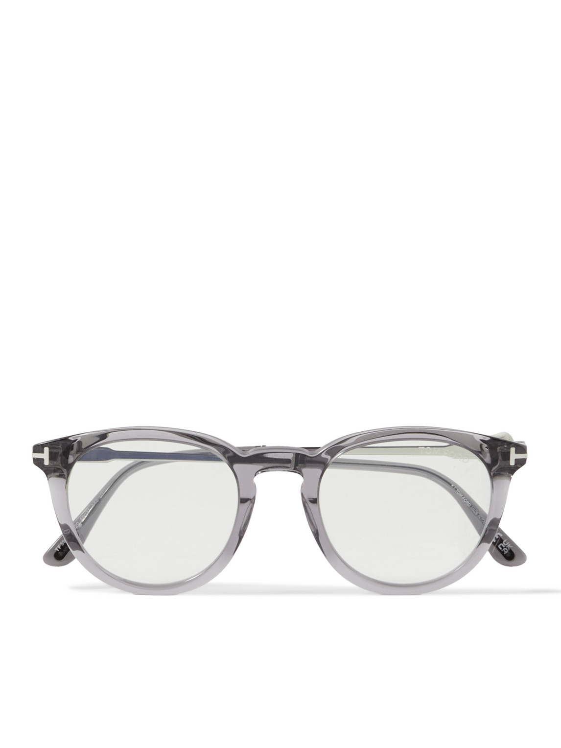 Tom Ford Round-frame Acetate And Silver-tone Optical Glasses In Gray