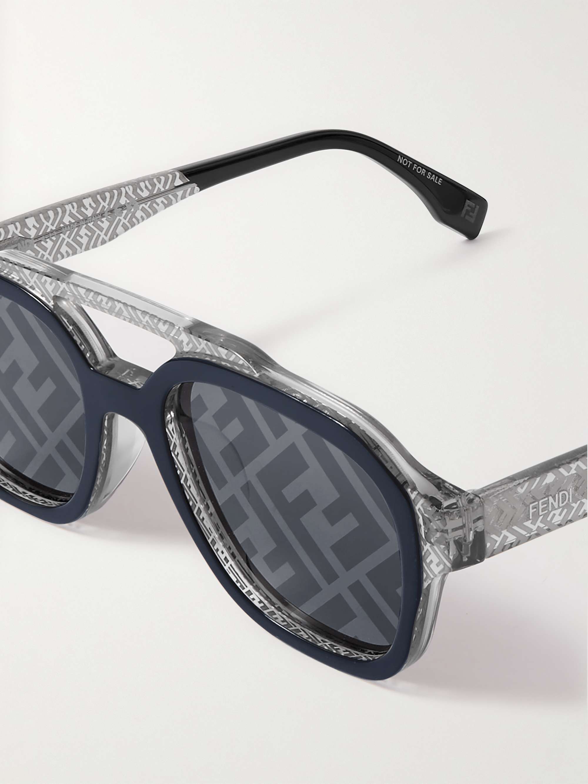 FENDI EYEWEAR Silver-Tone and Acetate D-Frame Sunglasses for Men | MR ...