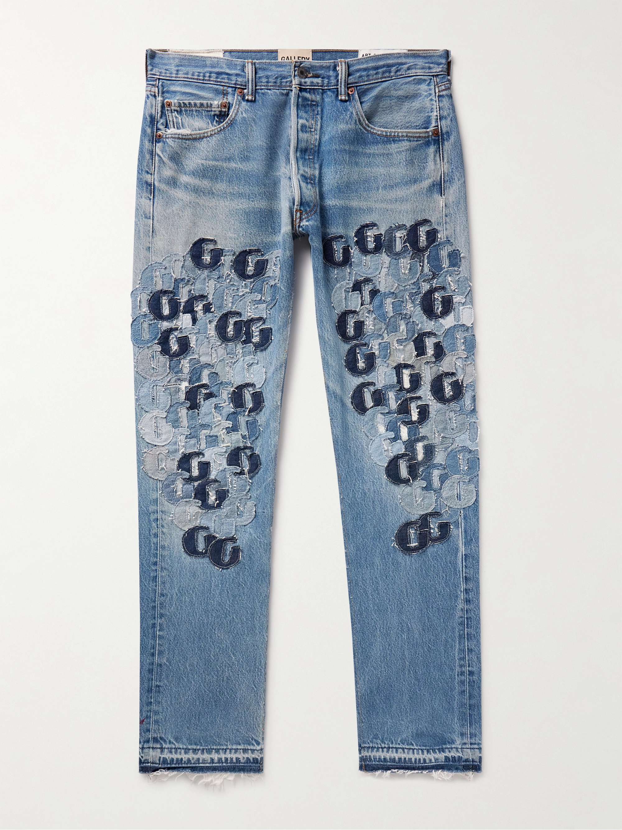 GALLERY DEPT. Super G Straight-Leg Logo-Appliquéd Distressed Jeans for Men  | MR PORTER