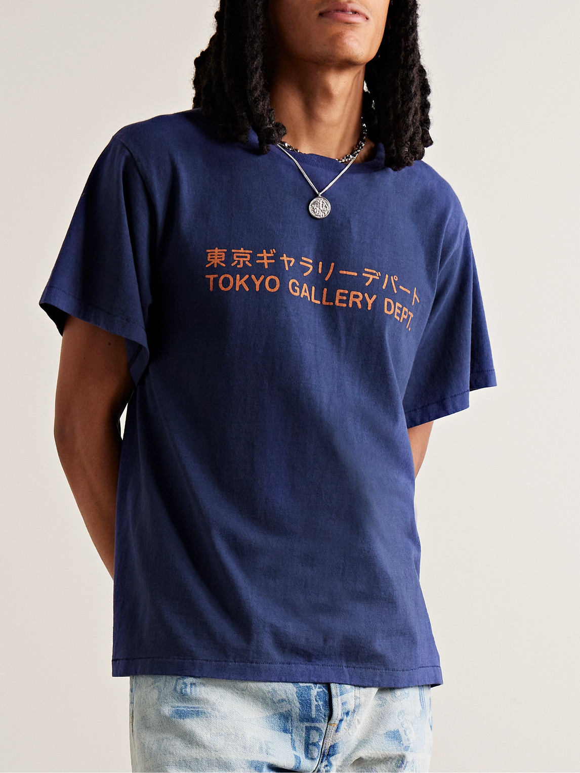 Shop Gallery Dept. Glittered Logo-print Cotton-jersey T-shirt In Blue