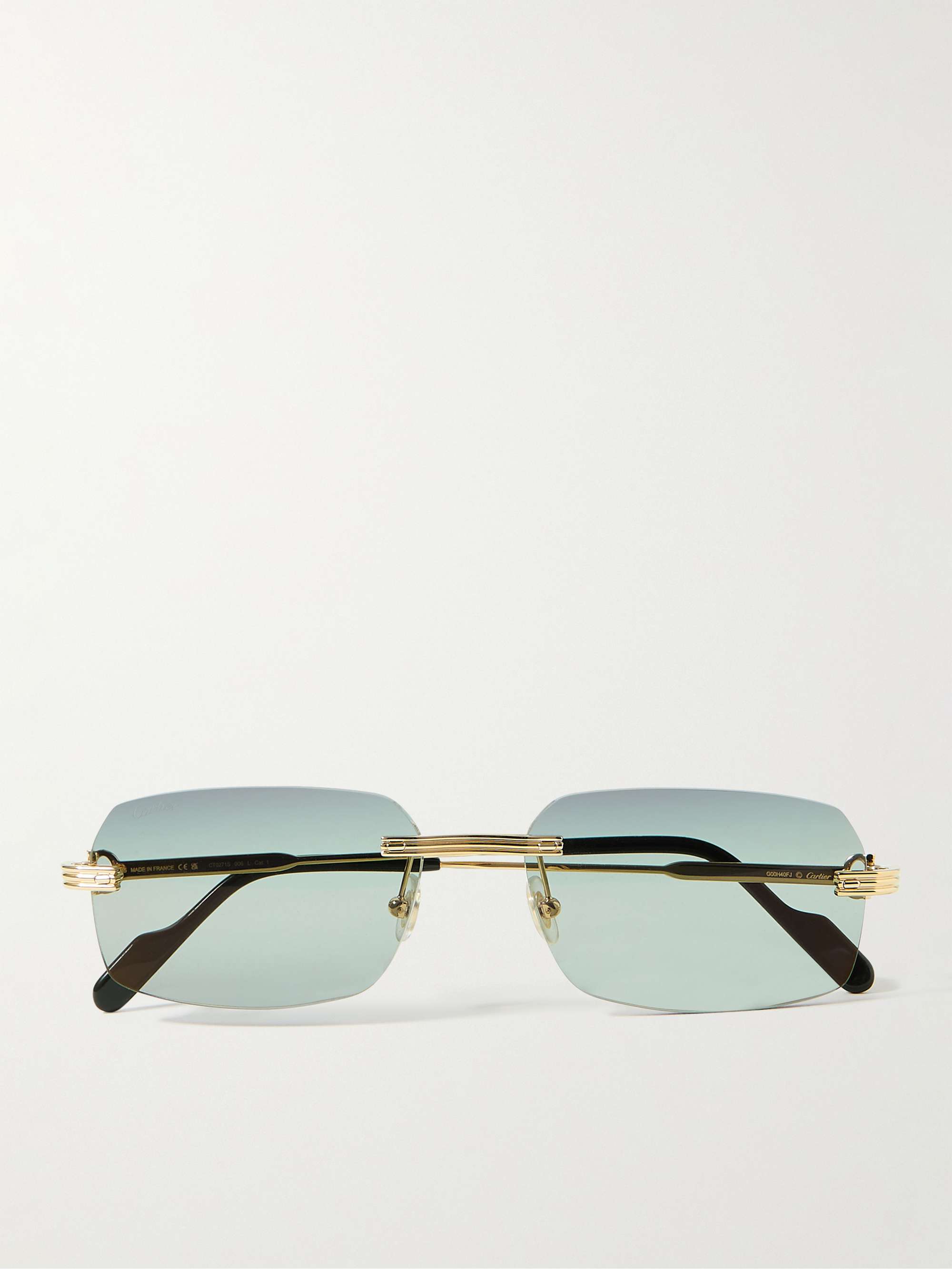 CARTIER EYEWEAR Rimless Rectangular-Frame Gold-Tone Sunglasses for Men | MR  PORTER