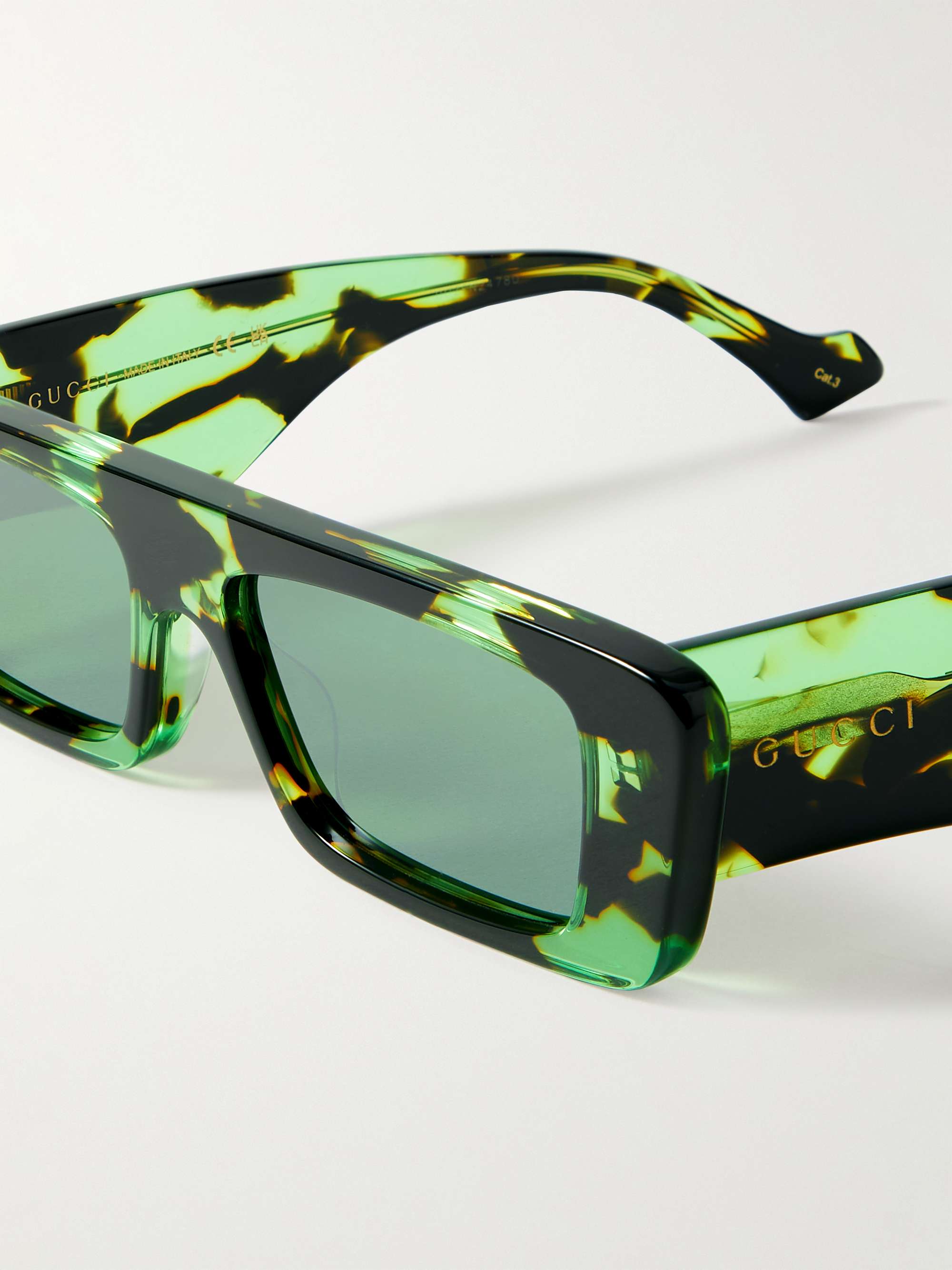 GUCCI EYEWEAR Rectangle-Frame Tortoiseshell Recycled-Acetate Sunglasses for  Men | MR PORTER