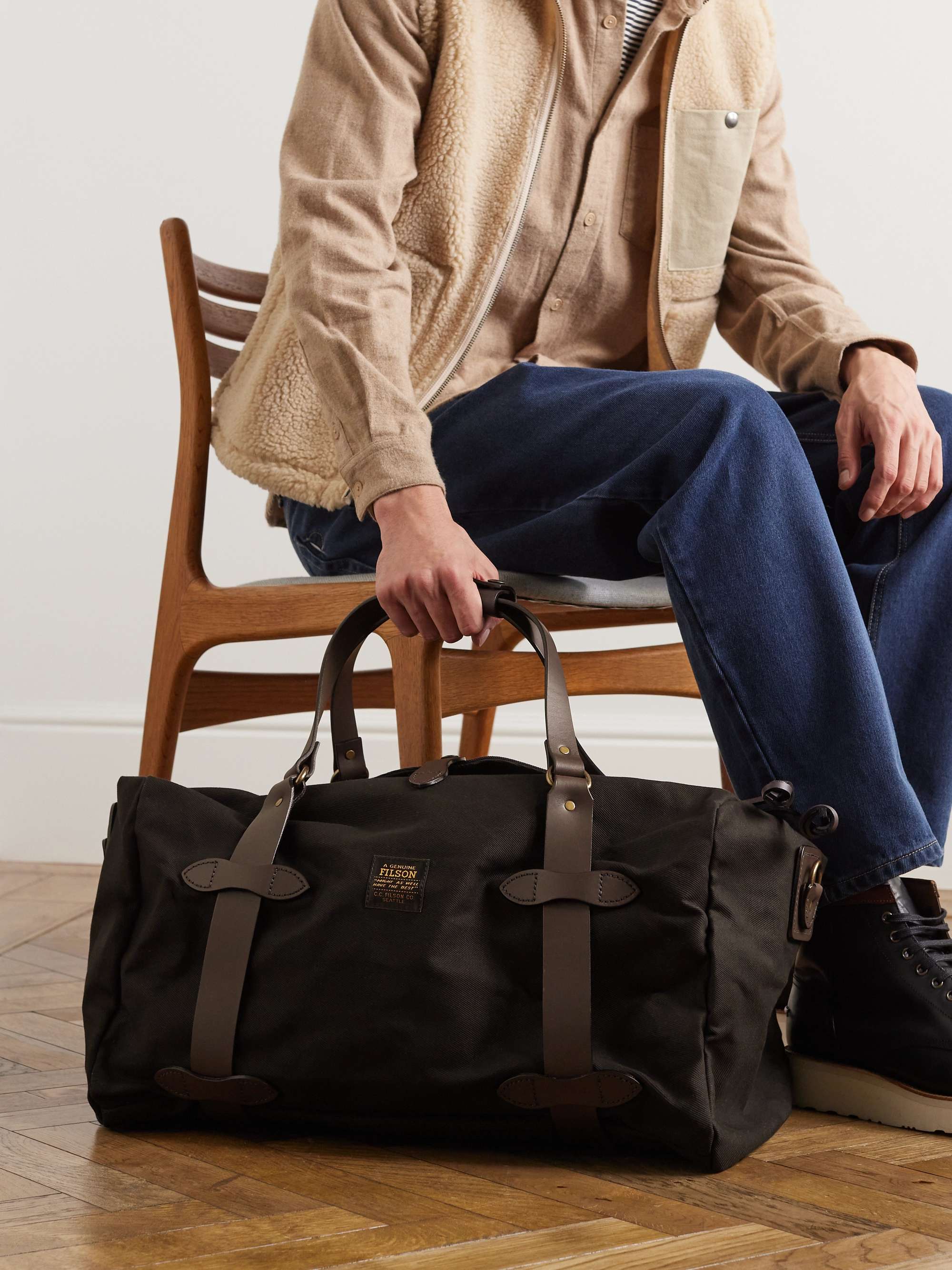 FILSON Medium Leather-Trimmed Twill Weekend Bag for Men | MR PORTER