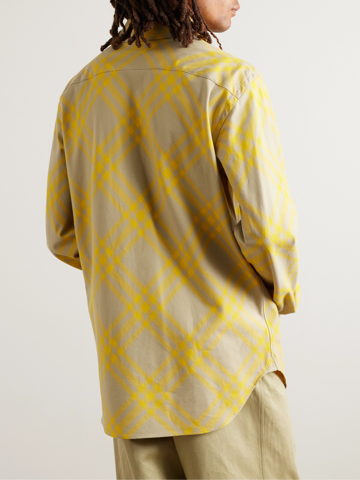 Shop Burberry Checked Cotton-twill Shirt In Yellow