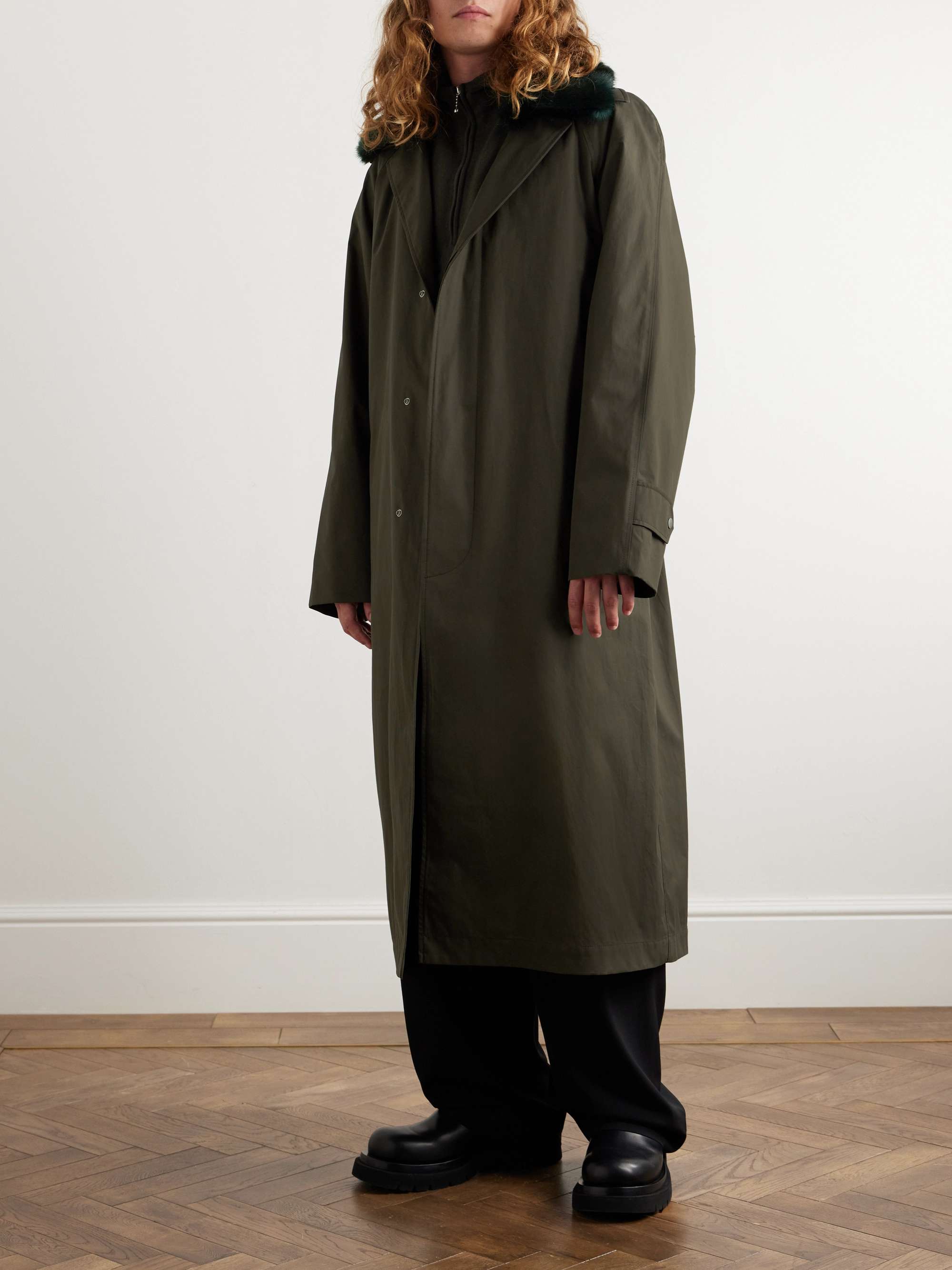 BURBERRY Faux Fur-Trimmed Belted Cotton-Gabardine Car Coat for Men | MR  PORTER