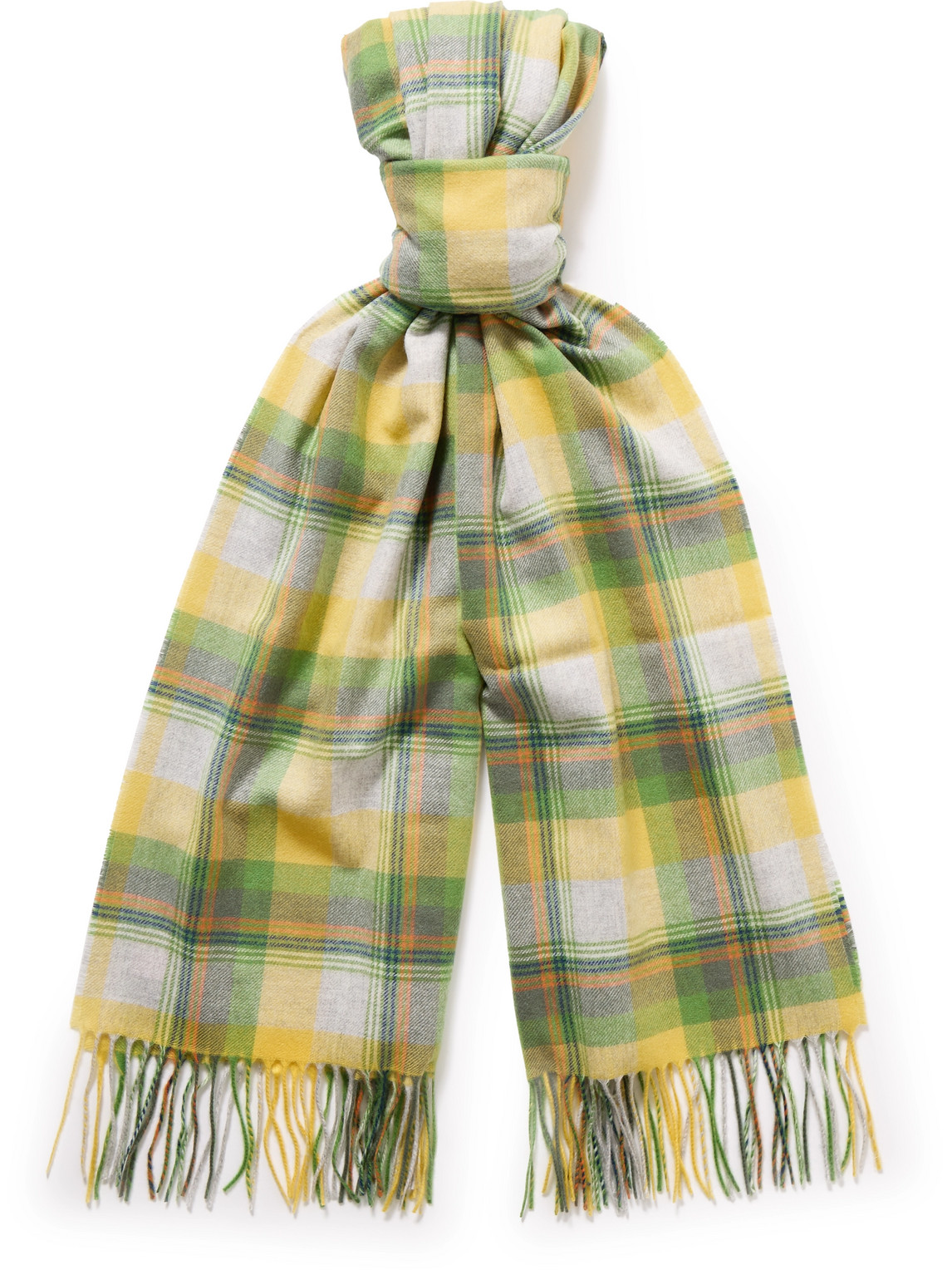 Fringed Checked Oasi Cashmere Scarf