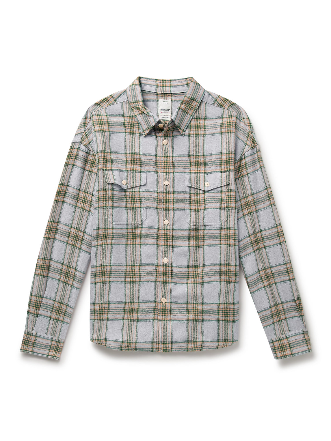 Visvim Pioneer Checked Wool And Linen-blend Flannel Shirt In Gray