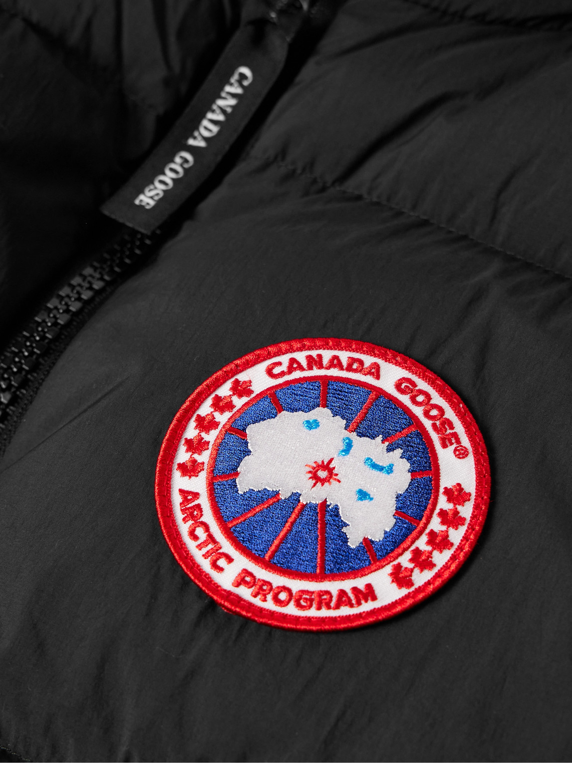 Shop Canada Goose Lawrence Slim-fit Logo-appliquéd Quilted Enduraluxe® Down Gilet In Black
