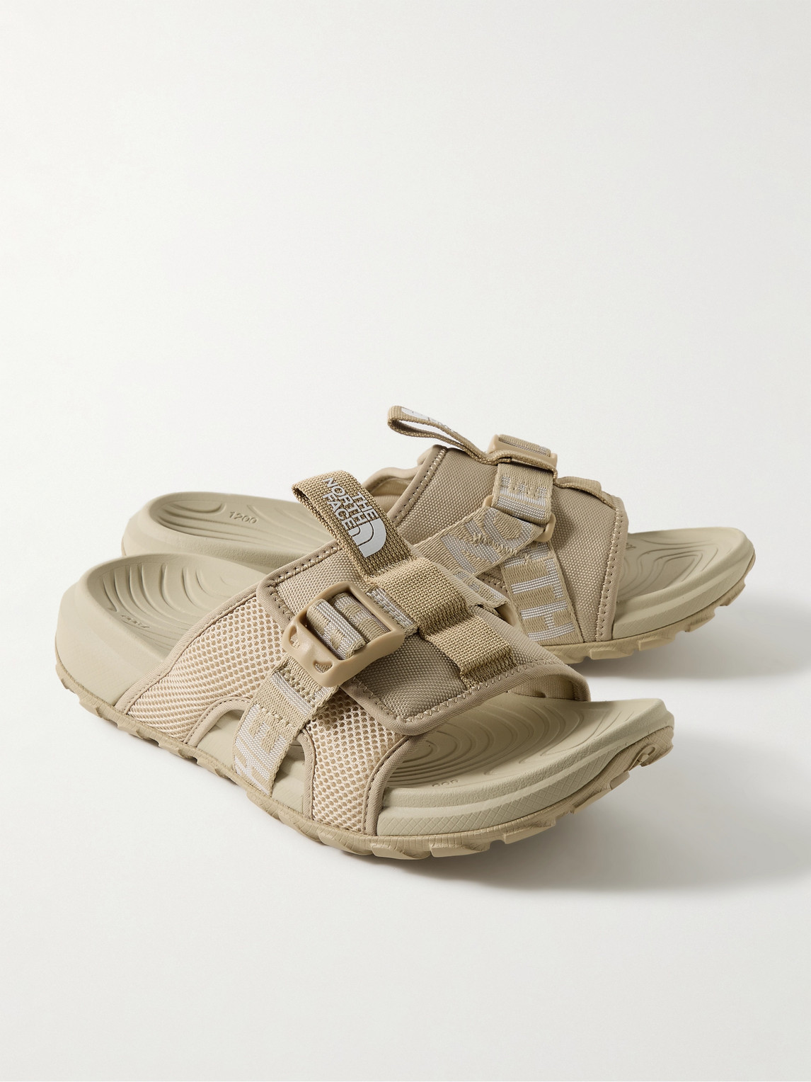 Shop The North Face Explore Camp Canvas, Mesh And Rubber Slides In Neutrals