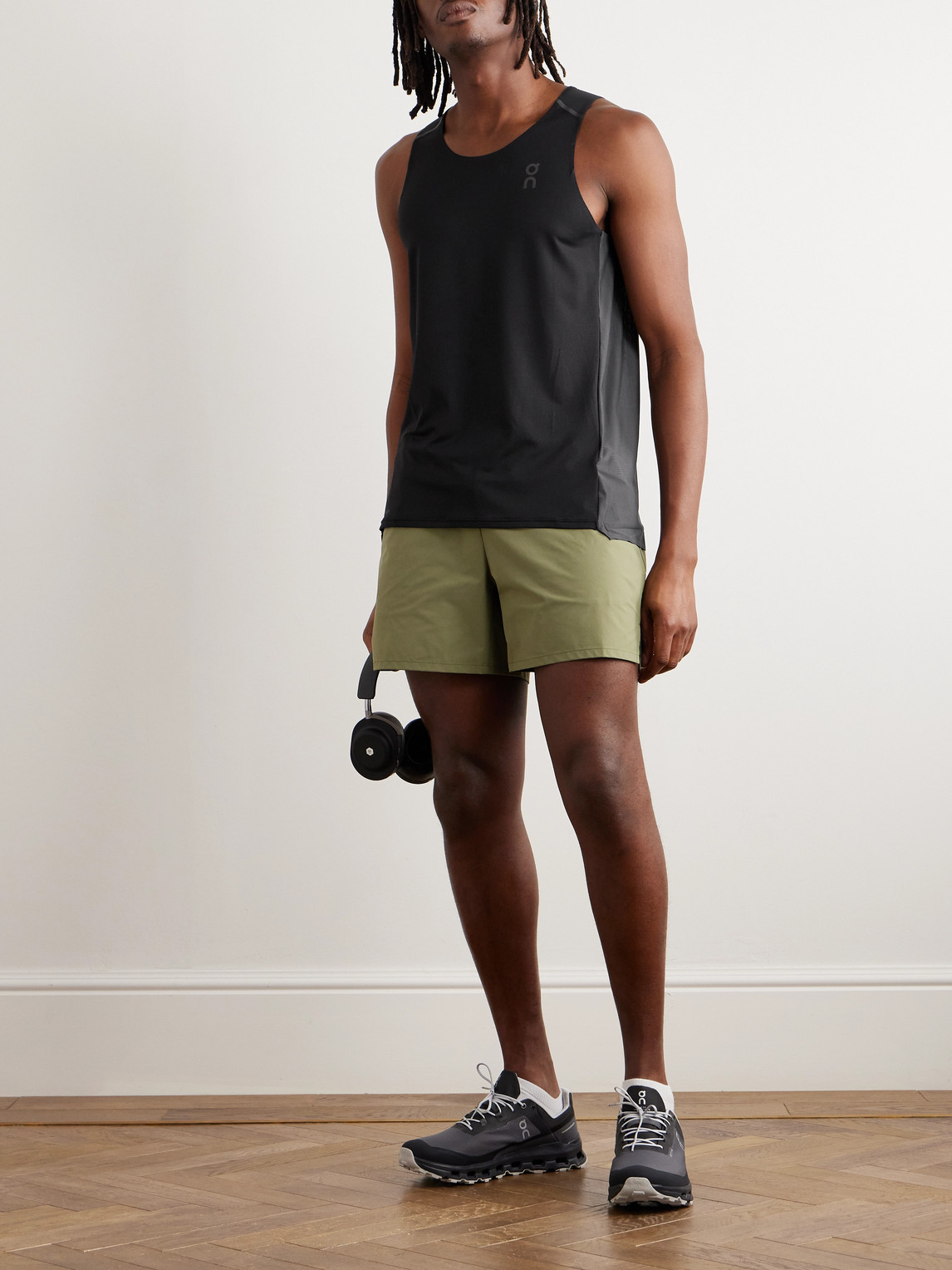 Shop On Performance Stretch Recycled-jersey Tank Top In Black