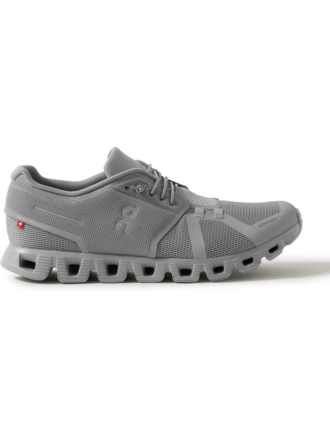 On Cloud 5 Rubber-trimmed Mesh Sneakers In Gray